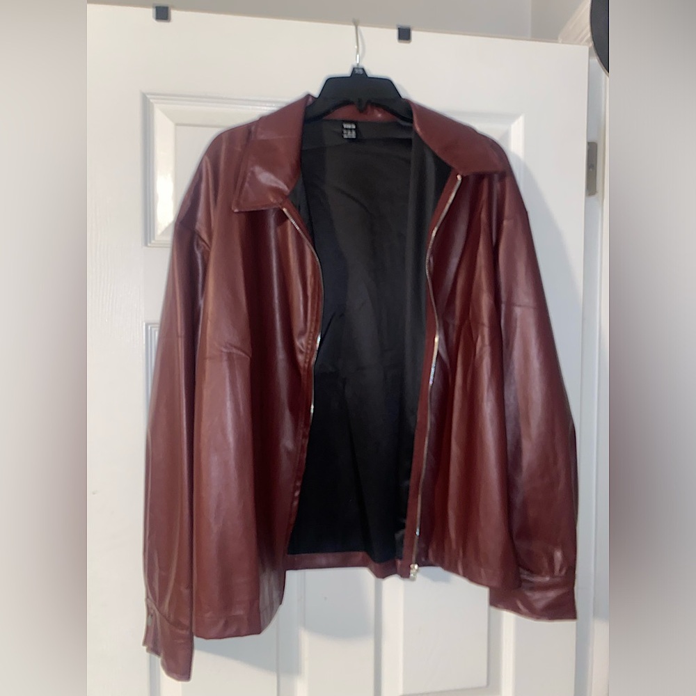 Shein Large Leather Maroon Jacket